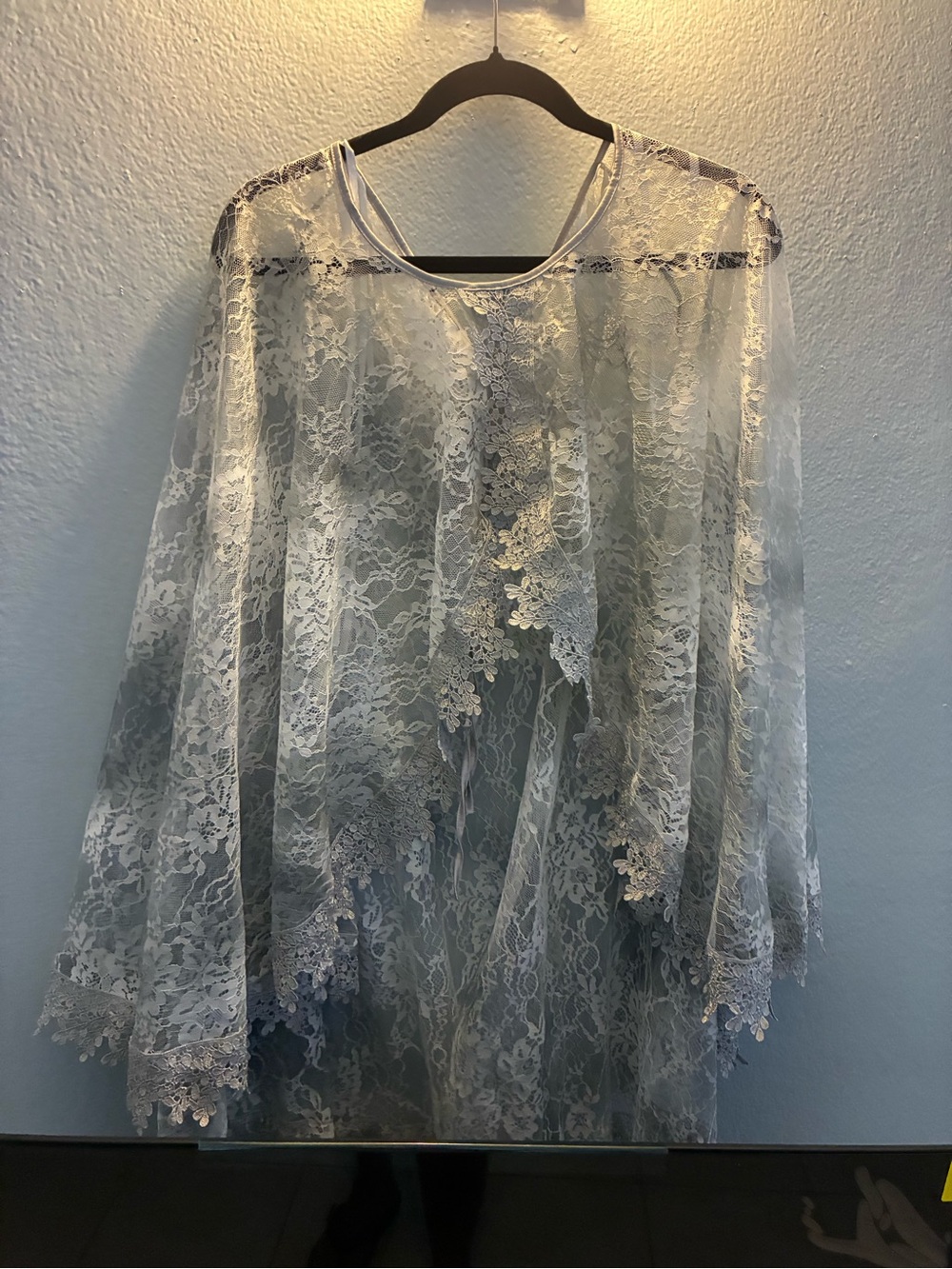 White Lace Tunic Top with Floral Scallop Trim